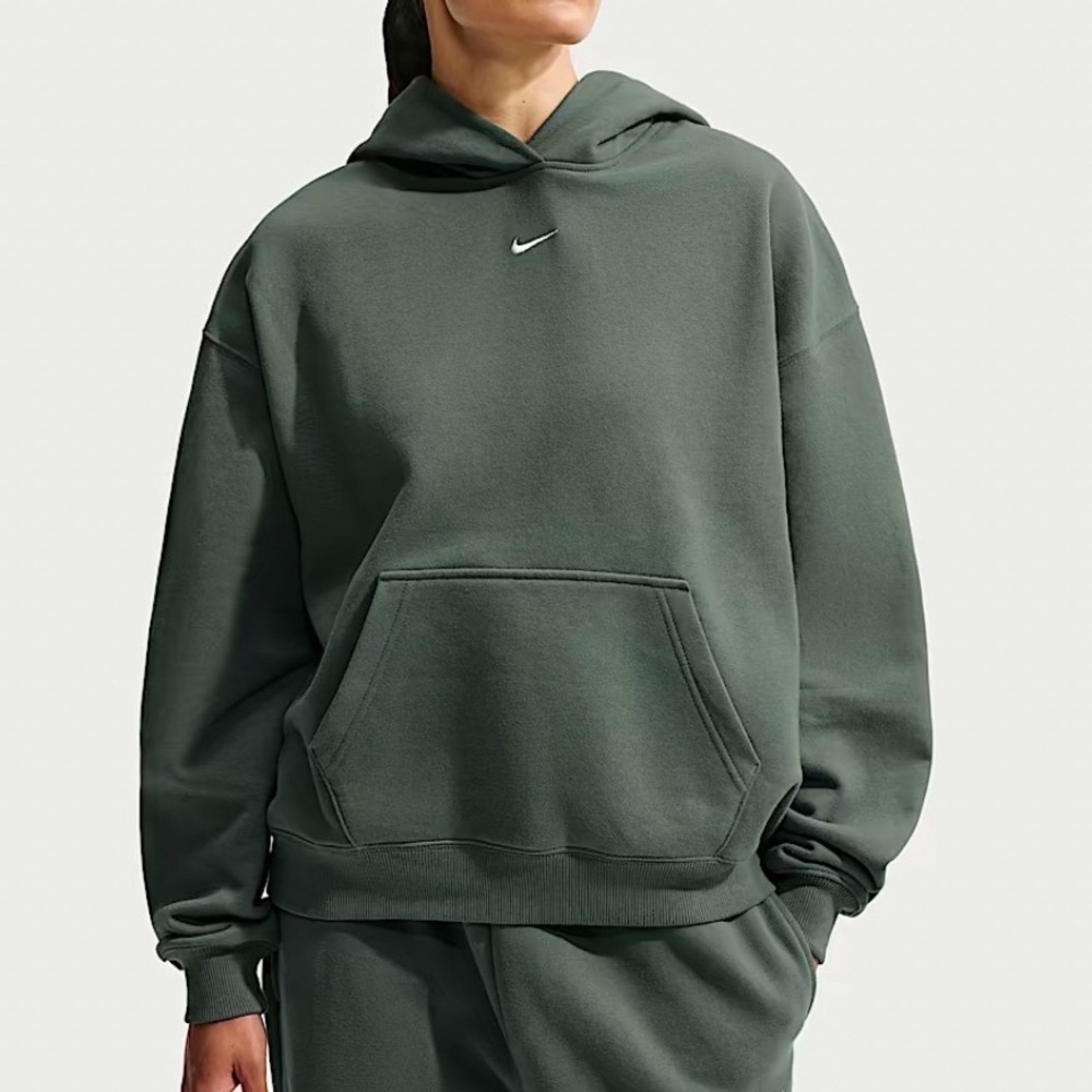 Nike Phoenix Fleece Oversized Hoodie Charcoal Grey Embroidered Swoosh Small